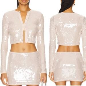 NWT Lovers + Friends X MAGGIE MACDONALD Matching Set Nadia Cardigan Mini Skirt S